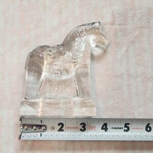 Vintage Scandinavian Clear Art Glass Dala Horse Figurine Paperweight 4.5"